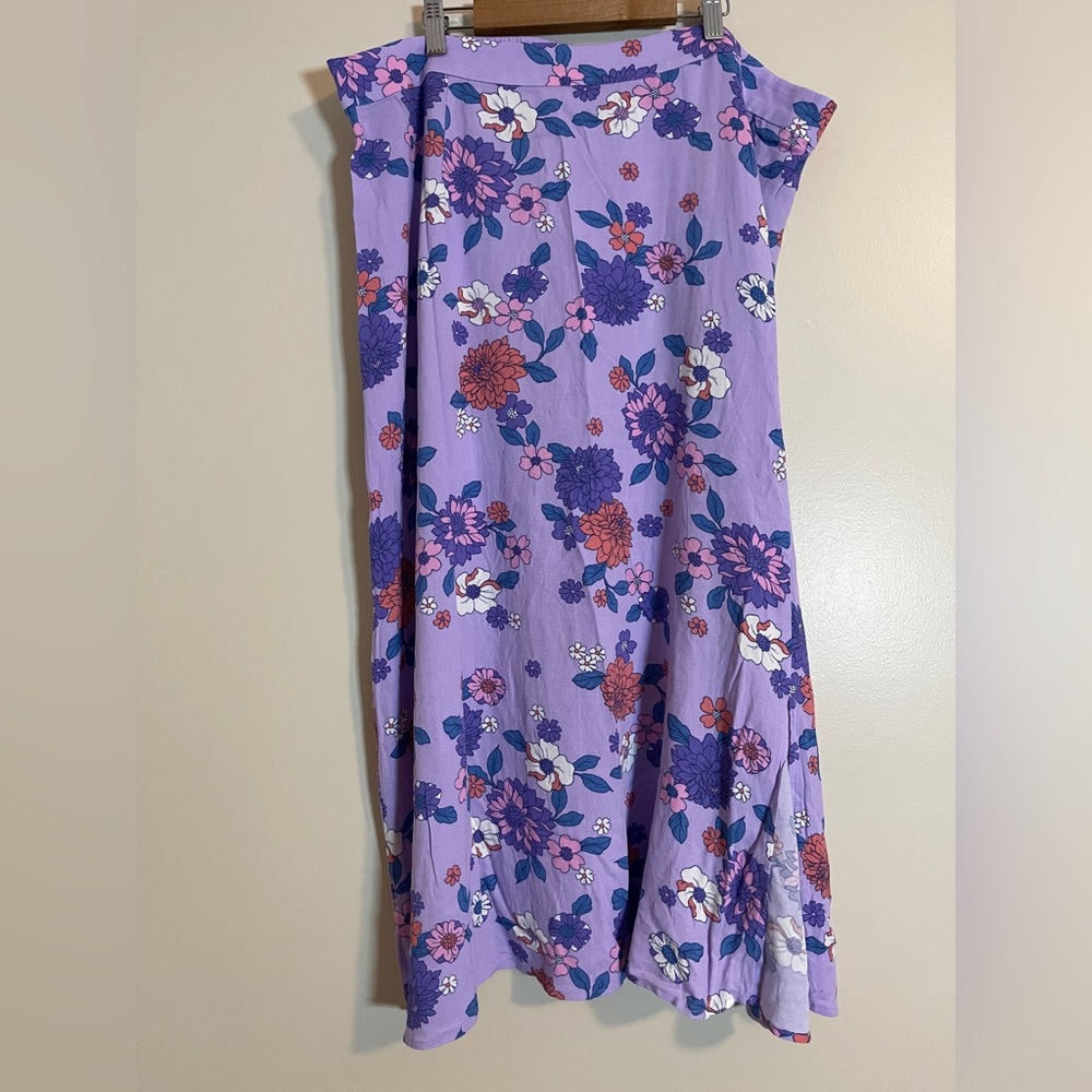 Candace Cameron Bure Maxi Skirt Womens XL Purple Floral Cottagecore Coquette
